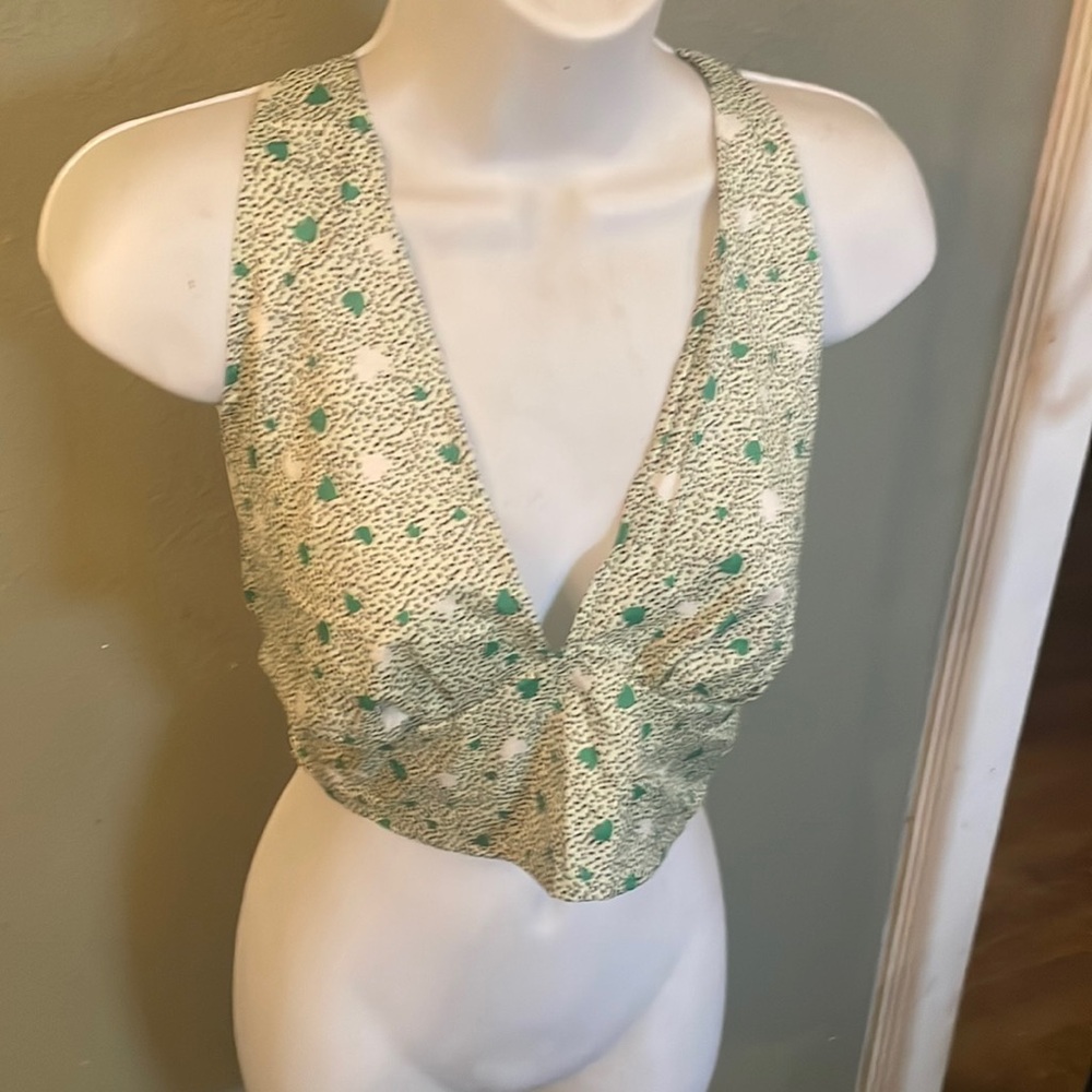 Green and white heart halter